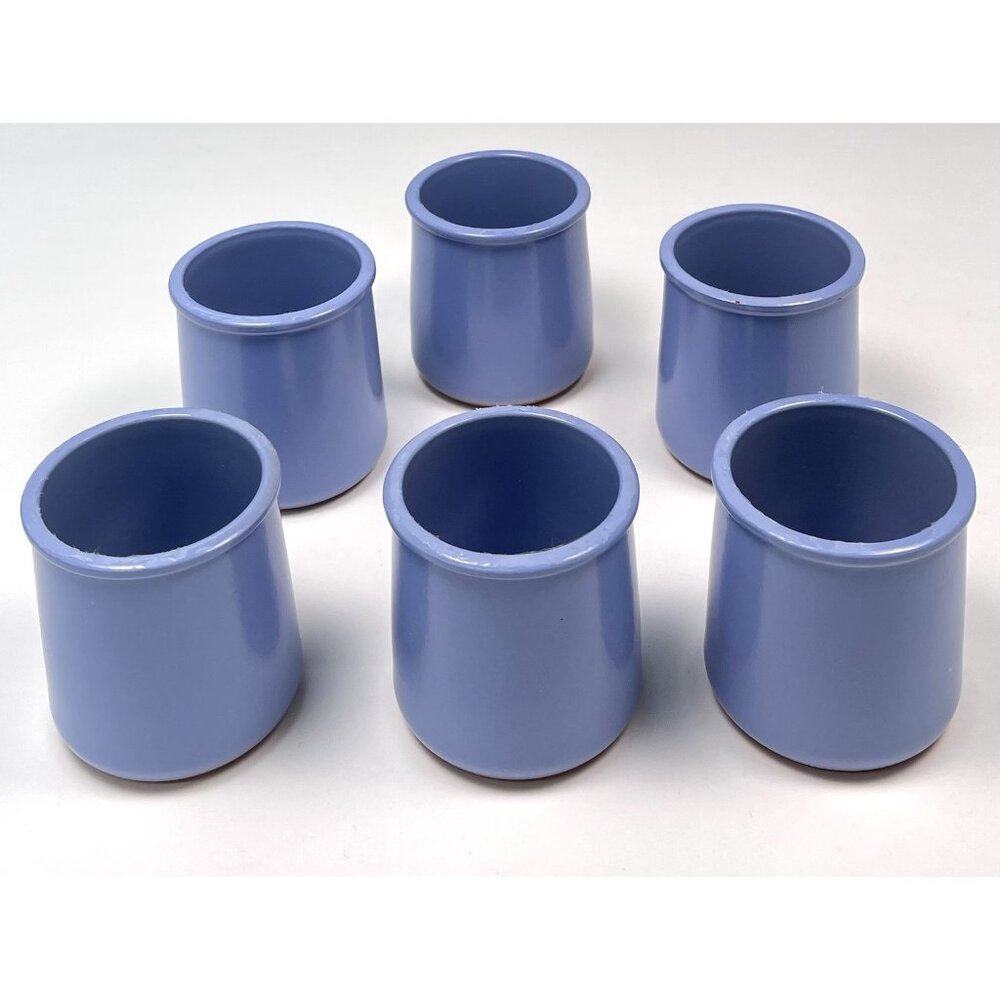 Lot 6 LA FERMIERE Embossed Terracotta Glazed Periwinkle Blue YOGURT POTS Jars - Picture 2 of 5